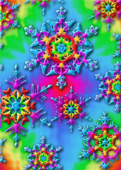 Rainbow snowflakes by Linda Shrig. Click here to visit her online gallery.