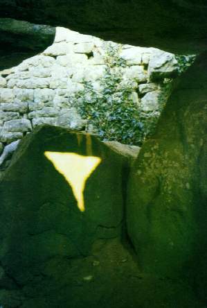 Dolmen of Crucuno near Carnac, France During the autumn equinox, the sacred triangle appears as the sunlight comes in. Copyright  Andritzky